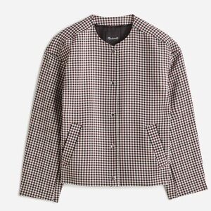 Madewell Checkered Bomber Jacket - Black, White, Red